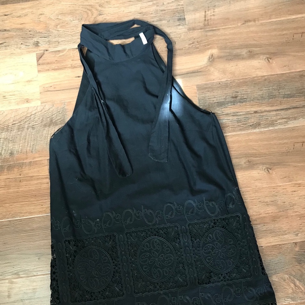 Black Shift Dress with Lace Detail